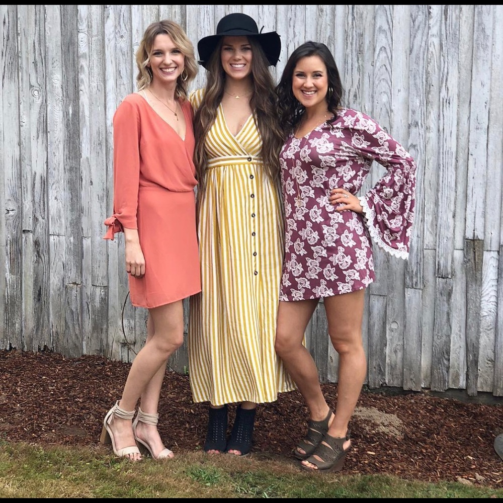 Yellow and white maxi dress